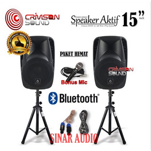 PAKET KOMPLIT SPEAKER AKTIF CRIMSON 15 inch BLUETOOTH  SHOW 15