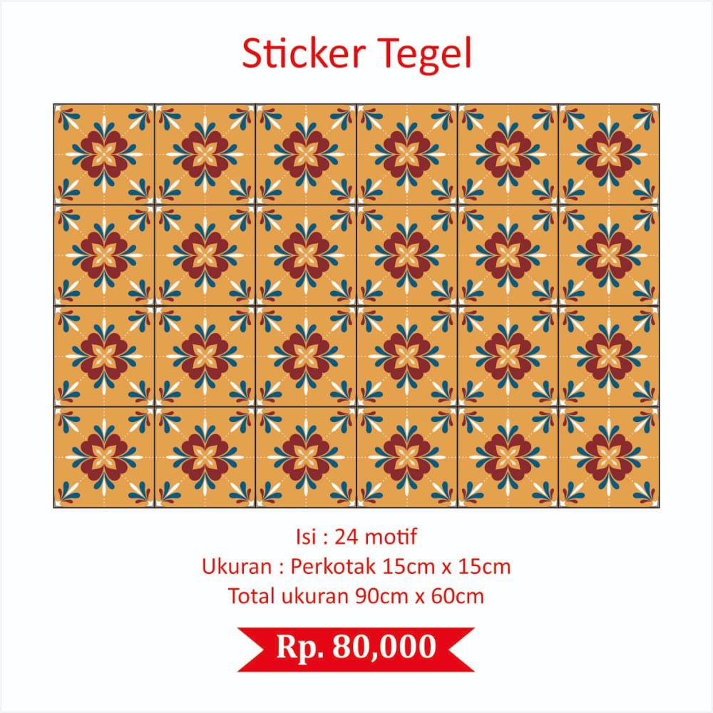 ST - Stiker Tegel Motive 20 / Sticker Lantai Roll / Keramik / Meja / Dapur Anti Minyak / uk. 90x60cm