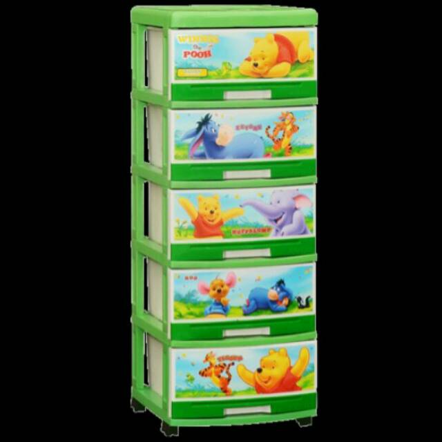 Lemari Laci Plastik Napolly Susun 5 - Winnie The Pooh SFC2 5000 WPFD