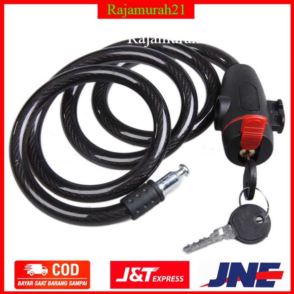 Kunci Gembok Sepeda Anti Maling Cable Coil Lock Stainless Steel - 7RSE2QBK