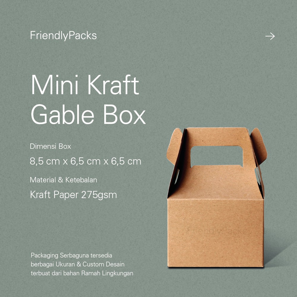 

Mini Gable Box Packaging Kraft Paper / Kotak Kue / Dus Jinjing