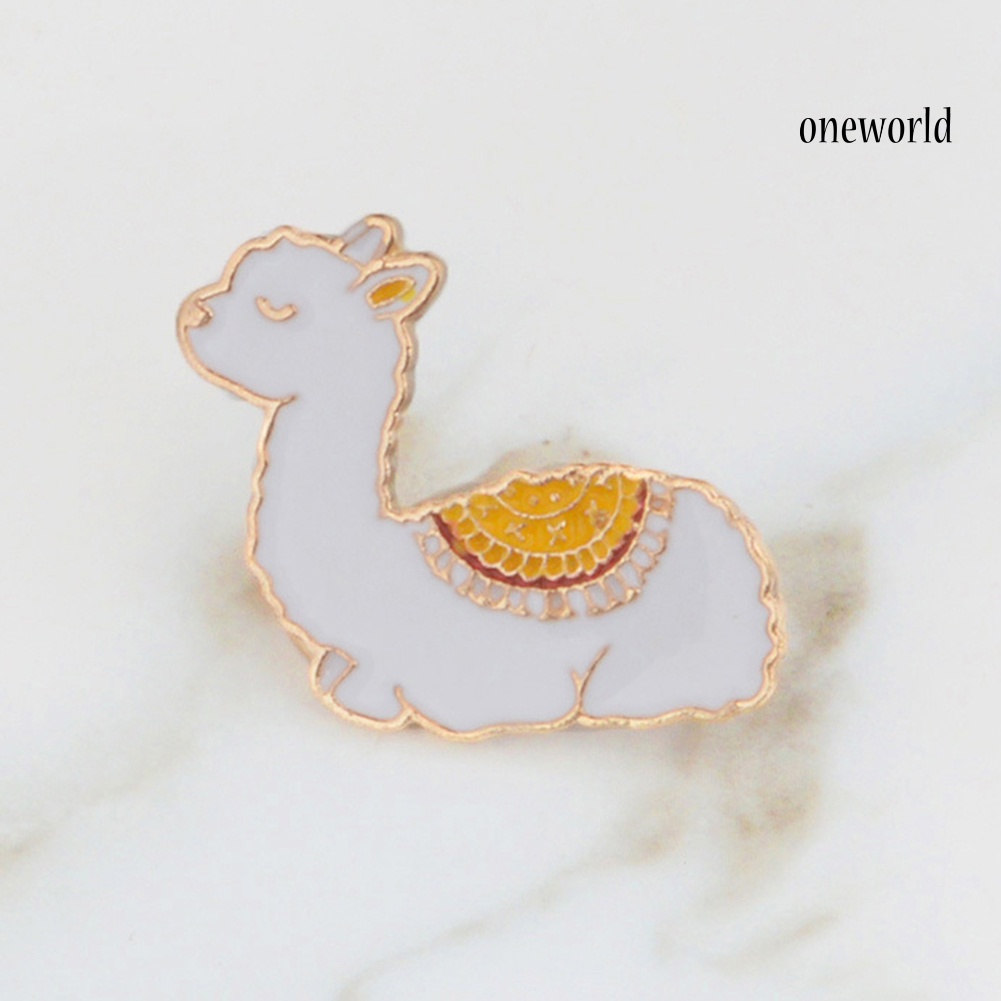 OW@ Cartoon Animal Alpaca Enamel Collar Shirt Pin Badge Brooch Jewelry for Women