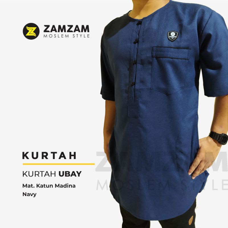 Kurtah Ubay Kurta Dewasa katun Madina lengan pendek