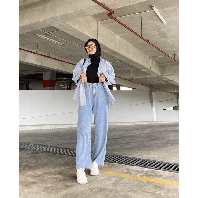 Sevins - Loose jeans 179 Biru Muda/Highwaist jeans Loose