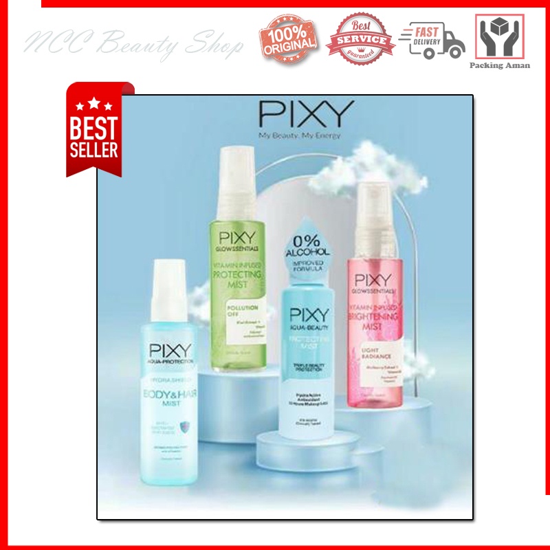 * NCC * Pixy Aqua Beauty Series Glow Essential Protecting Face Mist Polution Off Light Radiance - Netto 60 ml