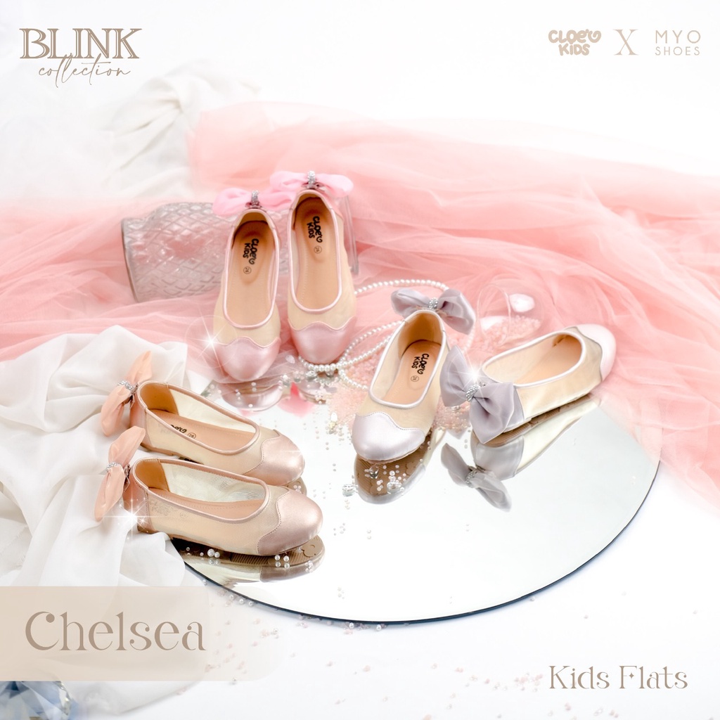 CLOEVKIDS - READY STOCK Chelsea Size 22-35 Flatshoes Sepatu Pesta Ballet Anak Perempuan Ballerina Korean Style Lucuu - Blink Series