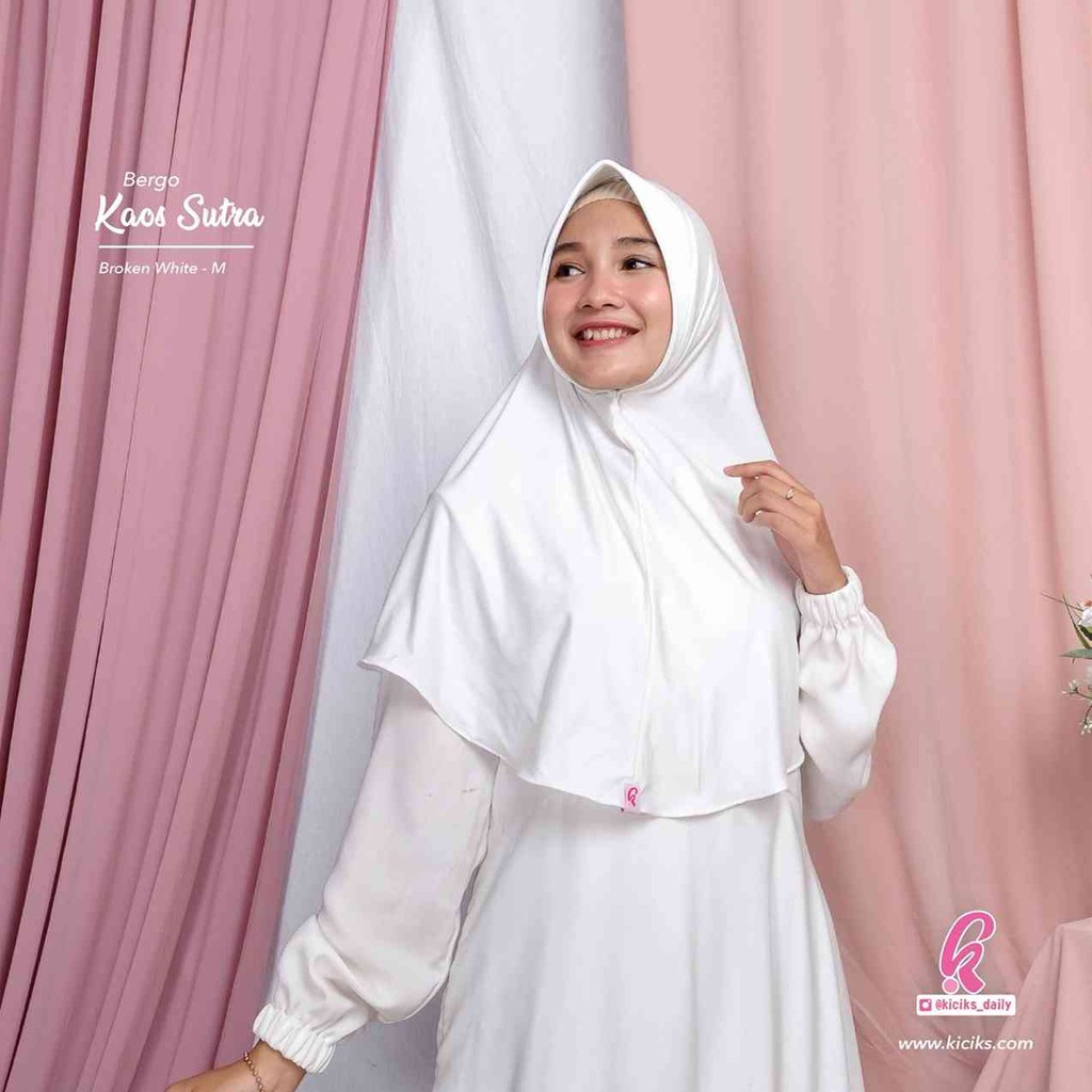 BERGO SUTRA POLOS WHITE || Hijab Syari Original By Kiciks Muslimah
