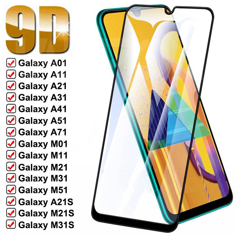 9D Tempered Glass For Samsung Galaxy A01 Core A11 A21 A31 A41 A51 A71 Screen Protector M01 M11 M21 M31 M51 A50 Protective Glass