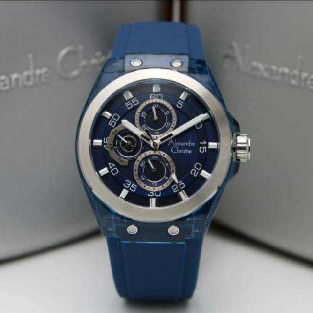 Jam Tangan Alexandre Christie 6546 Pria Silver Blue Original