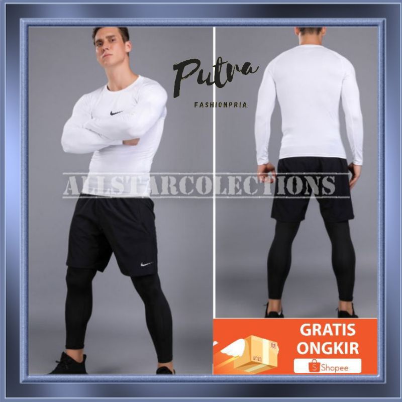 Paket Stelan baju Olahraga Manset Baselayer murah full set pria