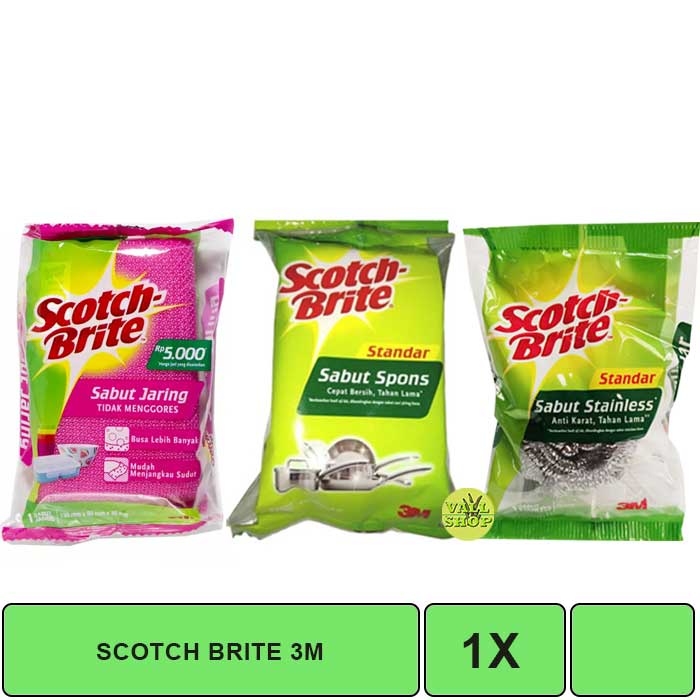 VSHOP. 3M SCOTCH BRITE SPONS SABUT &amp; STAINLESS SPONS CUCI PIRING