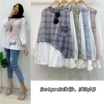 Blouse kaos import mix shakila ld 110 cm