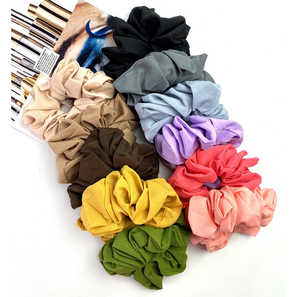 Scrunchie Kunciran Ikat Rambut Cepol / Hijab Jumbo Korea Polos - Scrunchy Scrunchies Ecer