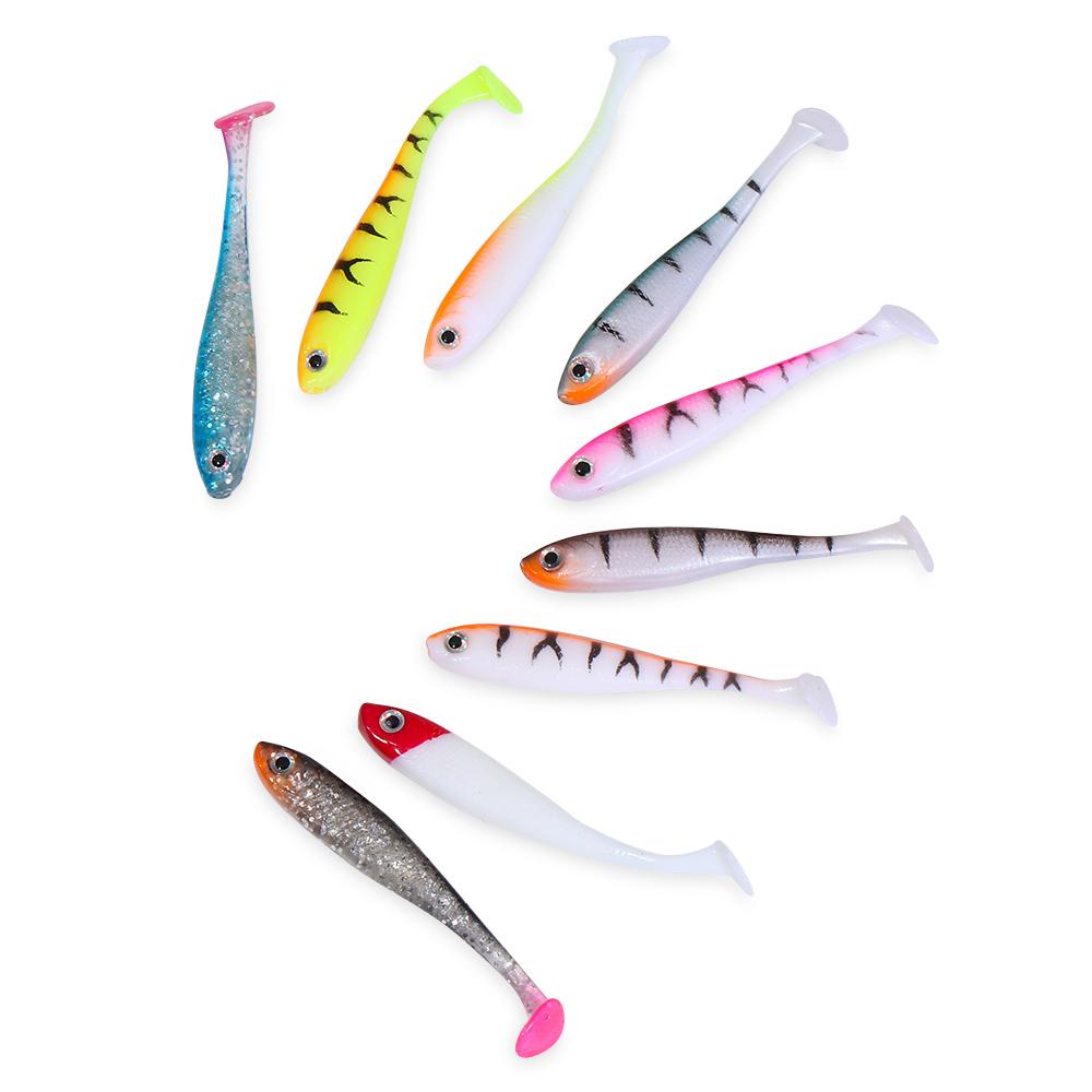 Chookyy 5pcs Lure Umpan Warna-Warni Tenggelam 71mm Spinning Baits Fishing Tackle T Tail Wobblers Jig Bait