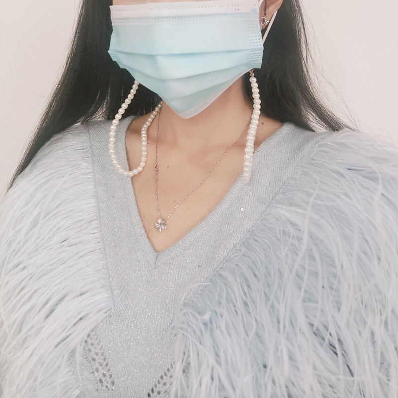 Tali lanyard Rantai Kacamata Hias Mutiara Imitasi anti Slip Gaya Eropa Amerika