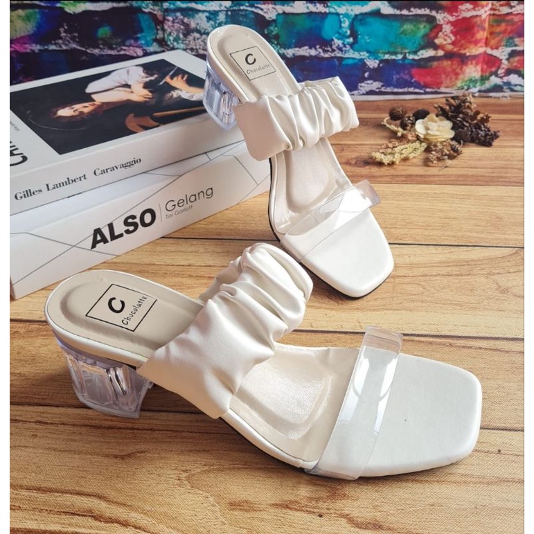 ABBUSHOES  ON  01 hak kaca jely kerut 5cm