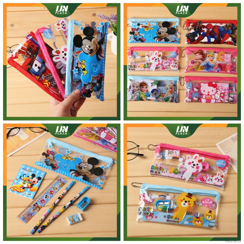 ❤ IJN ❤ MINI STATIONERY SET ALAT TULIS SEKOLAH 7 in 1 KARAKTER LUCU