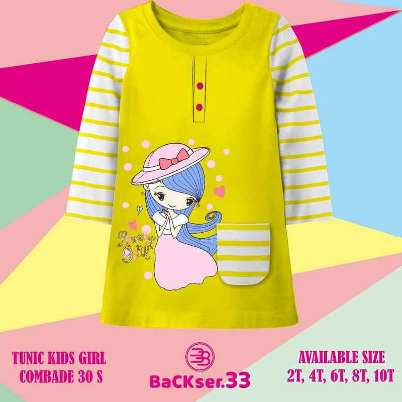 Tunik Anak Backser.33 SIZE 2-8 Tahun Tunik Salur Anak Perempuan