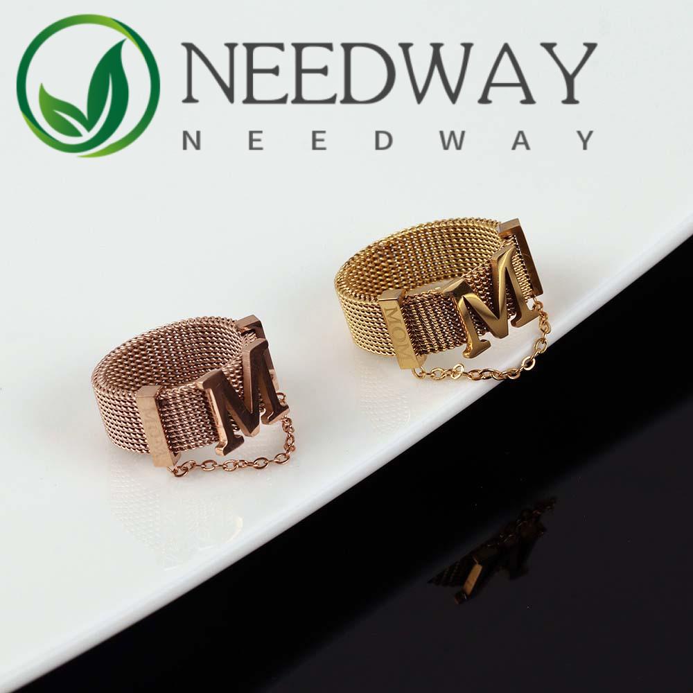 Needway  Temperament Finger Rings Hip Hop Fashion Jewelry Metal Rings Women All-match Chain Punk Korean Girls Titanium Steel/Multicolor
