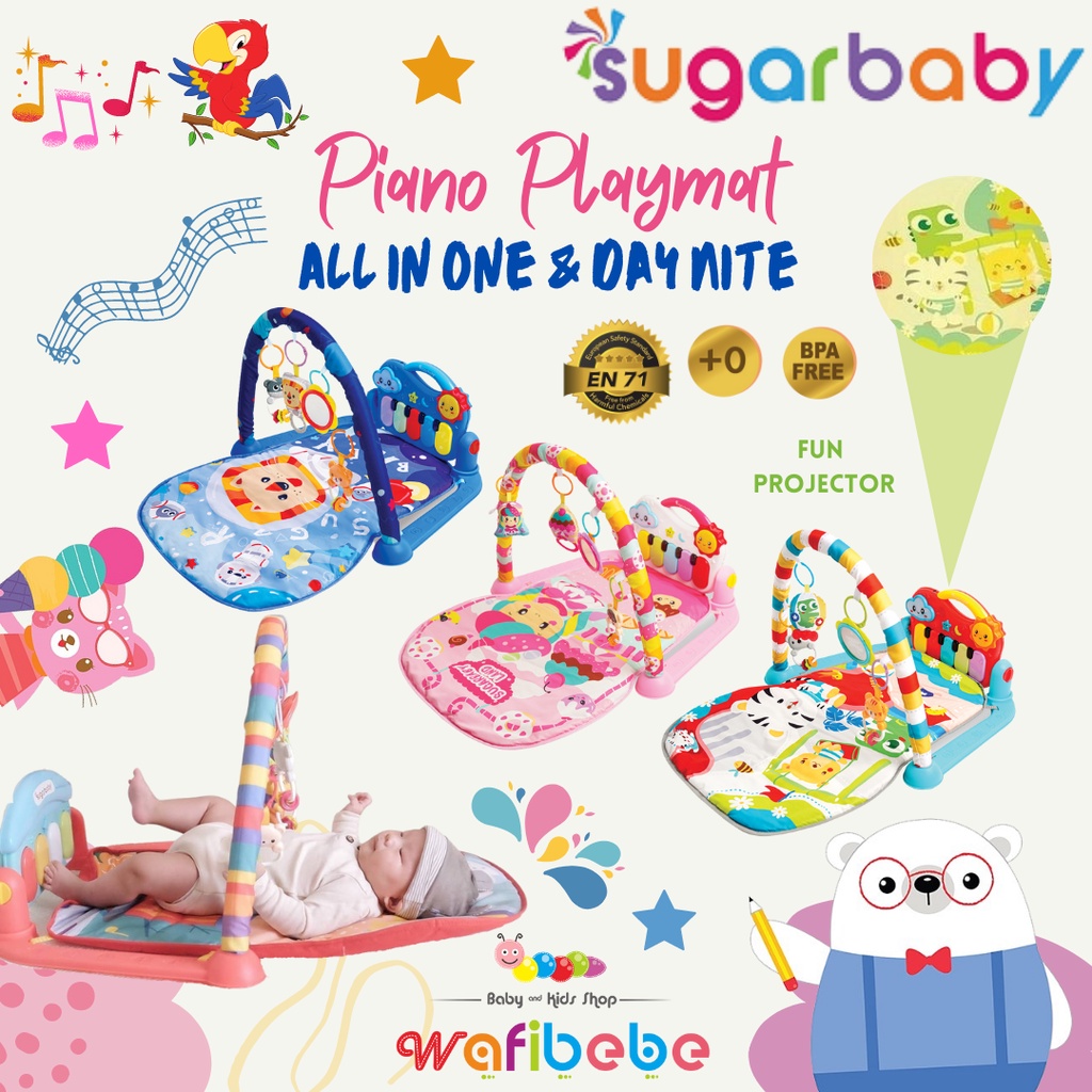 Sugar Baby My Piano All in 1 &amp; Day Nite Proyektor Piano Playmat Musical Playgym Alas Main Bayi Original Sugarbaby