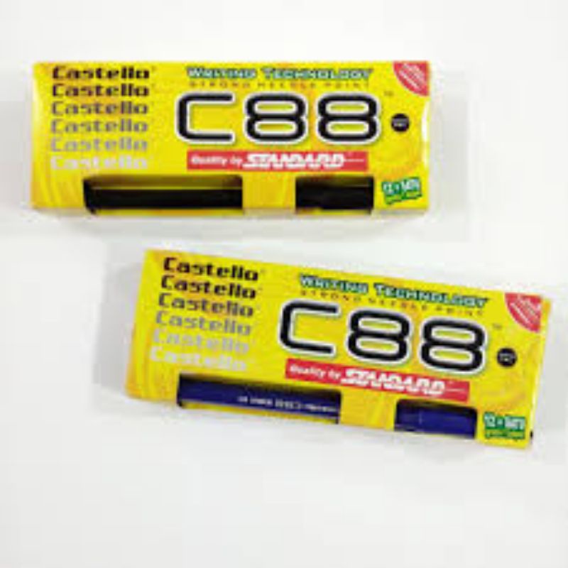 

Pulpen Castello C88 0.5 mm Semi Gel Hitam/Biru Pulpen Bolpen Standard ( Per Pack)