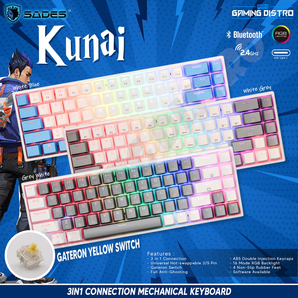 Sades Kunai RGB 65% Wireless Gateron Hotswap Mechanical Keyboard