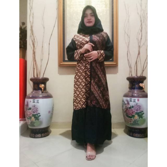 GAMIS BATIK REMPEL KOMBINASI KATUN POLOS