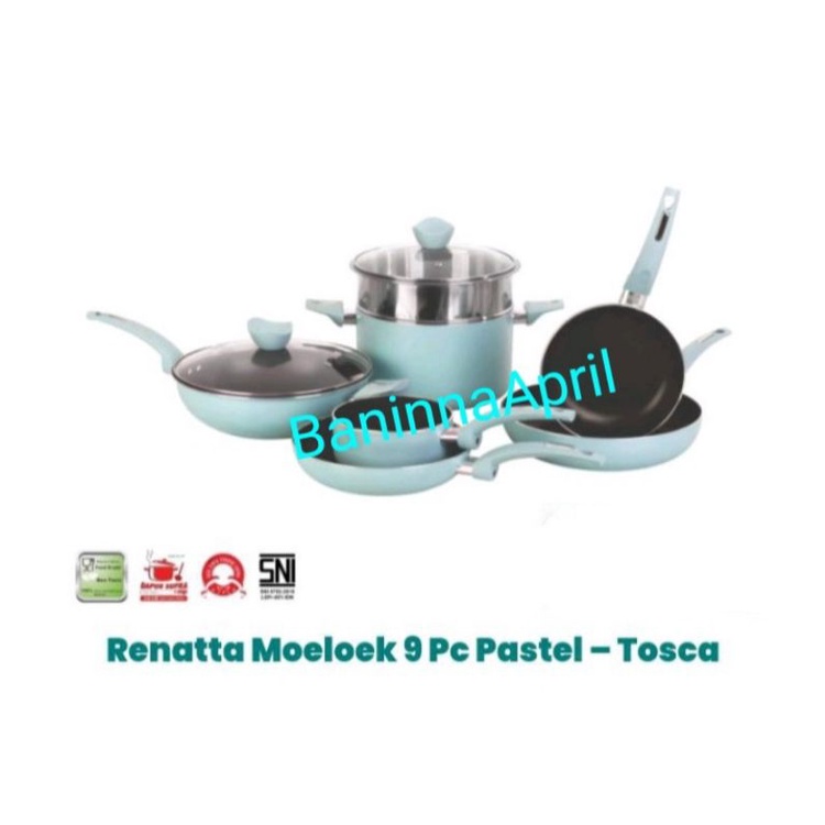 SUPRA by  "Renata Moeloek" Signature Set 9 pcs ,Panci+Steamer+Tutup, Frypan /teflon 24, Frypan 20, F