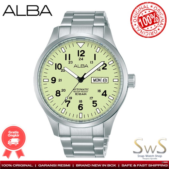 Alba Automatic Stainless Full Luminous Dial AL4215 Jam Tangan Pria