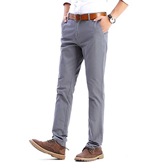 Lesta Langgeng Celana Formal Pria Panjang Slimfit Bahan Kain Drill Warna Abu - Abu