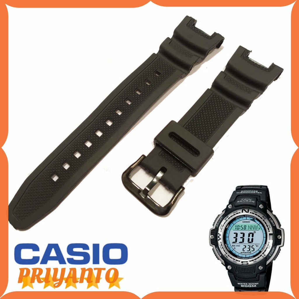 Strap Tali Jam Tangan Casio Sgw-100 Sgw 100 Sgw100 Original Oem Buckle Hitam