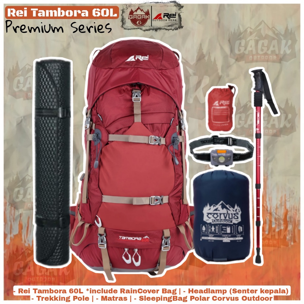 Jual Paket Hemat alat pendakian gunung Carrier REI Arei Tambora 60L