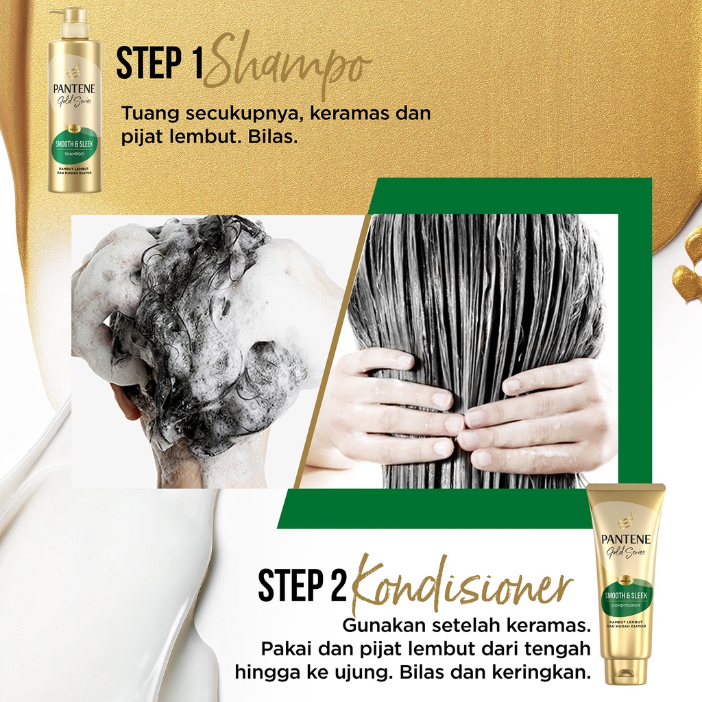 Pantene Sampo dan Kondisioner Anti Kusut Lembut dan Mudah Diatur Gold Series Pro-V Perawatan Rambut 450ml + 320ml / Pantene Shampoo Conditioner