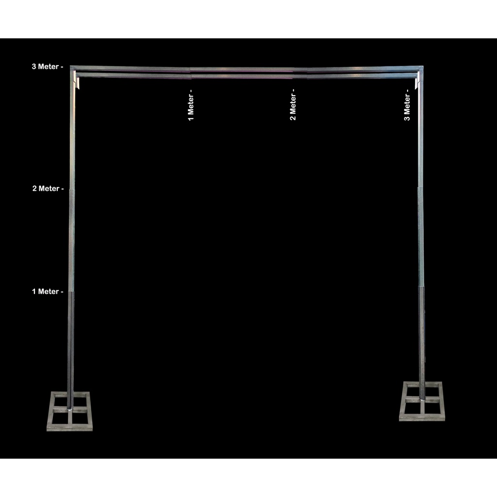 Tiang Backdrop / Tiang Dekorasi / Tiang Gawang Besi 3x3 2 layer kaki persegi dari besi