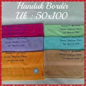 Handuk bordir halus souvenir castem ukuran 50x100.