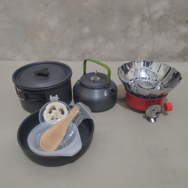 Paket Alat Masak Camping DS308 dan Kompor Mawar