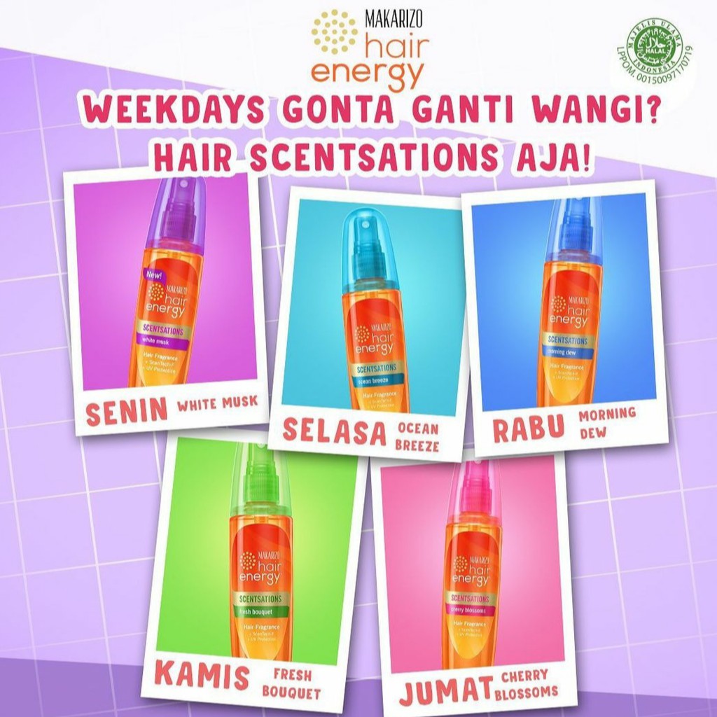 [MURAH] MAKARIZO Hair Energy Scentsations Hair Fragrance 30mL 100mL | Parfum Rambut Mist Perfum-1