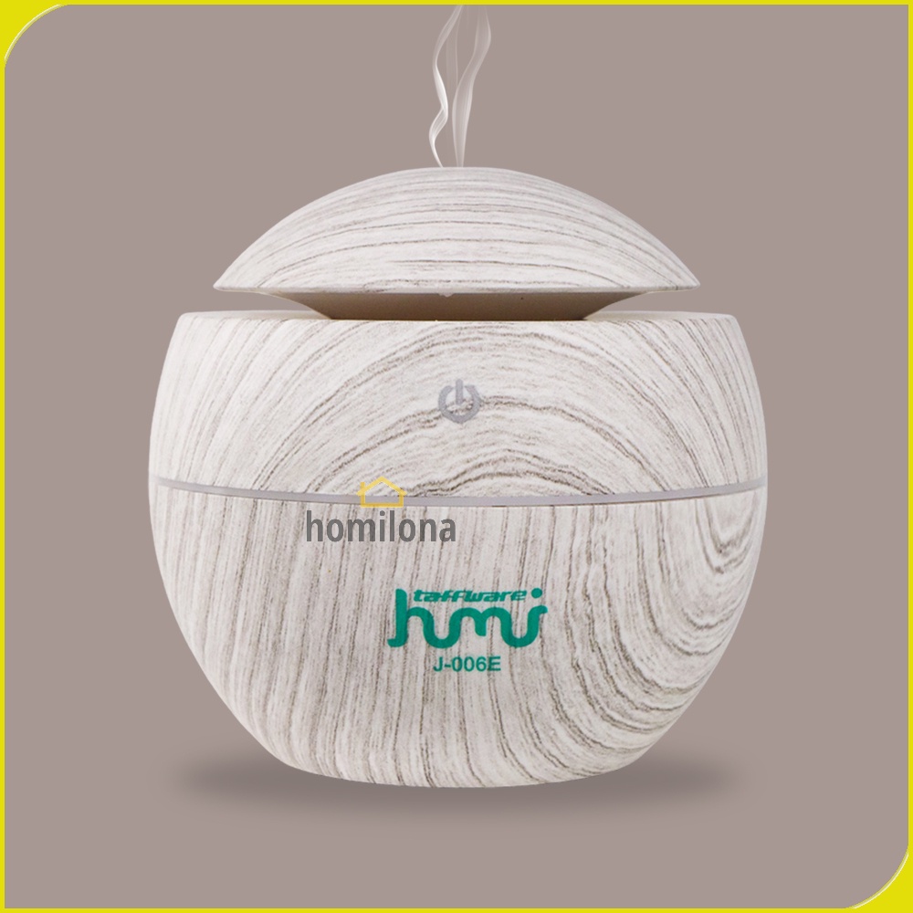 Air Humidifier Ultrasonic Aromatherapy Free Oil Diffuser Minimalist Wood Design - Taffware HUMI Desain Bulat dan Kayu