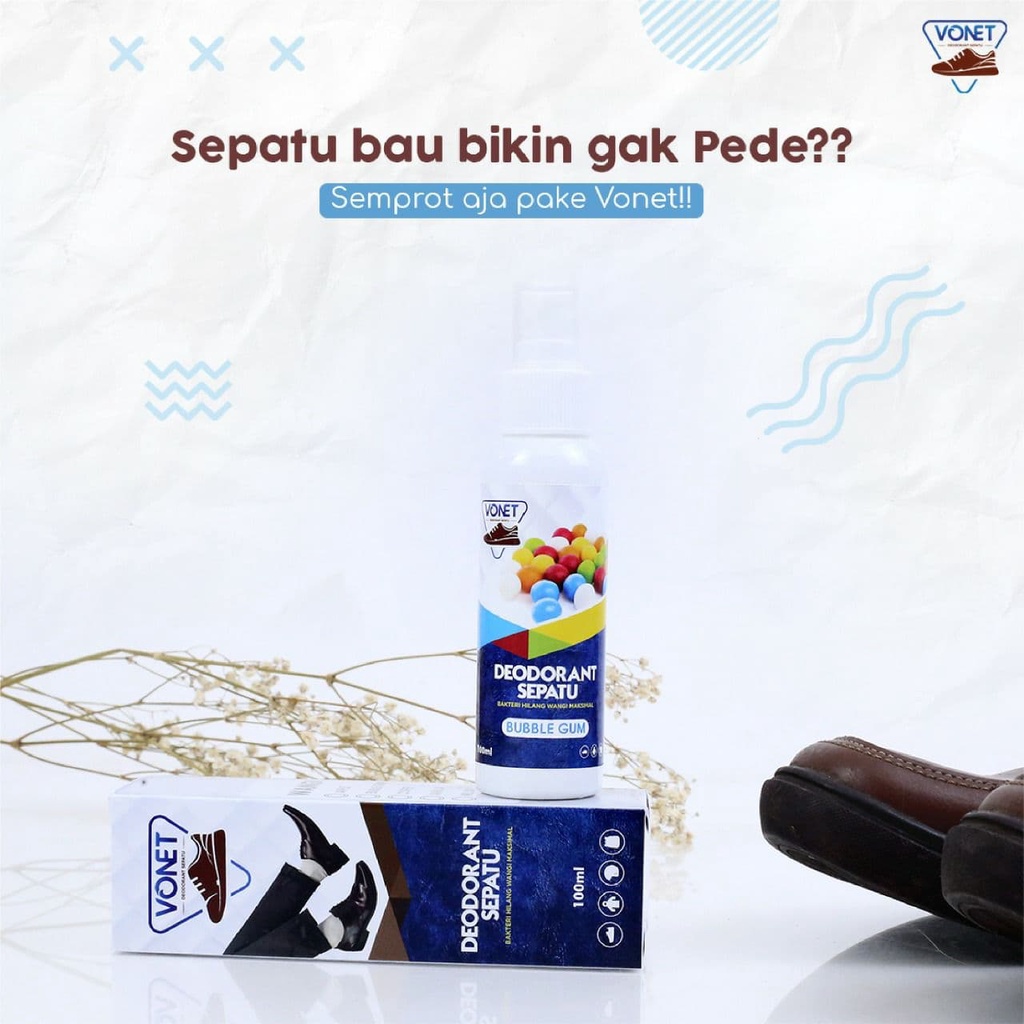 Vonet Parfum Sepatu Helm Jacket Anti Bau Bakteri Shoe Perfume Pengharum Pewangi Perawatan Spray 25ml