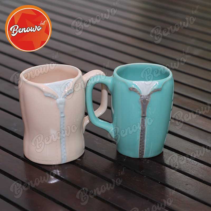 Gelas Keramik Hias Pasangan - Mug Couple Unik dan Lucu Model Jaket