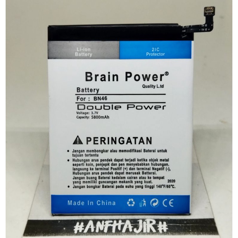 BATRE BATREI BATERAI BATTERY XIAOMI REDMI 7 NOTE 8 BN46 BN 46 BN-46 BRAIN DOUBLE POWER  (3900 mAh) 2