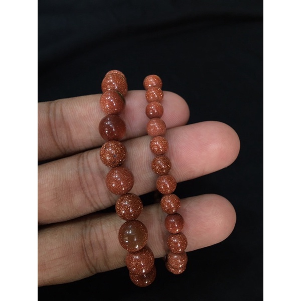 gelang batu asli pasir emas bulat tali