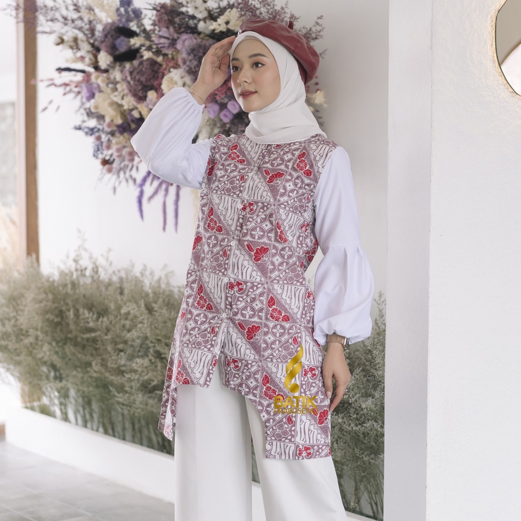 BAJU KEMEJA BATIK WANITA Prabuseno - MUTIA Batik   Tunik Batik Wanita Lengan Panjang