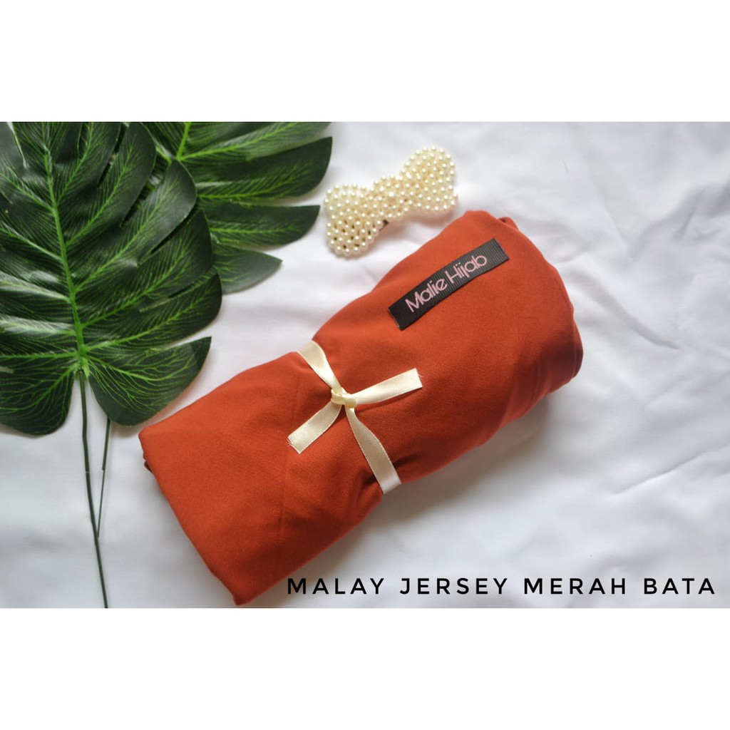 READY - Hijab Bergo Malay Jersey Premium Malie Instan Murah / Khimar Jihan (MJ)-Merah Bata