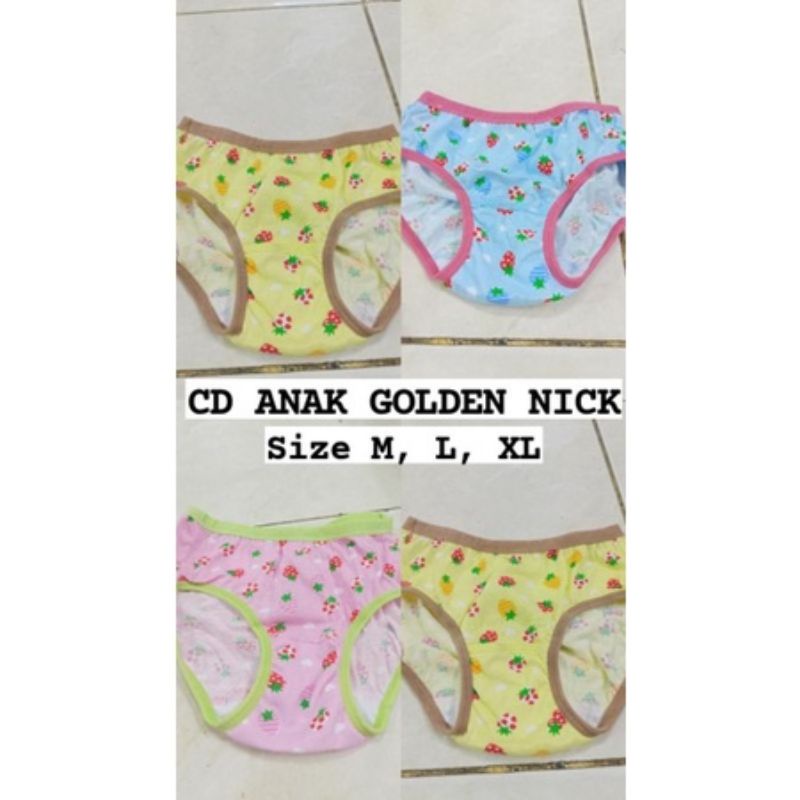 3 pcs celana dalam anak cewek golden nick | cd anak motif bahan katun termurah