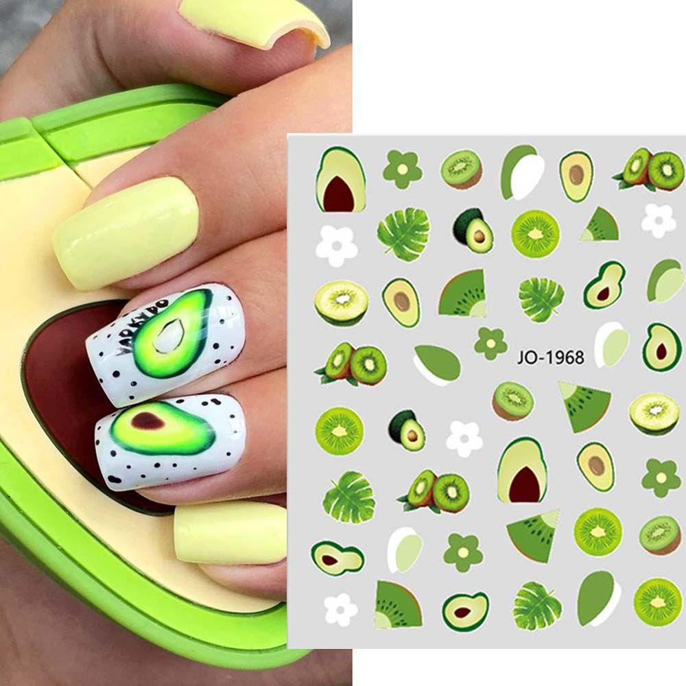 AUGUSTINA Agustina Buah Stiker Kuku 3D Fashion Dekorasi Kuku Manicure Strawberry Alpukat Semangka Nail Decal