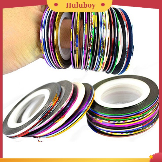 Huluboy Huluboy♡ 10 Warna / Roll Stiker Tape Garis 20m Untuk Dekorasi Kutek UV Gel DIY