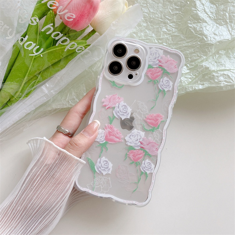 Soft Case Pelindung Transparan Bentuk Mawar Gelombang Musim Panas Untuk Iphone 7 8 PLUS X XR XS 11 12 13 PRO MAX SE 2020