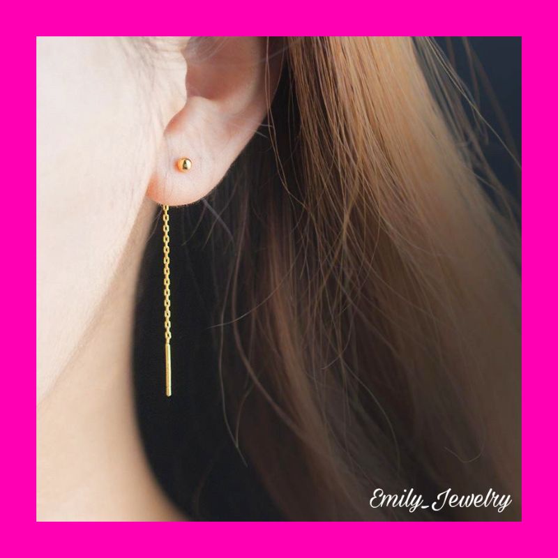 Anting Titanium Tusuk Panjang (model bulat polos dan pasir)