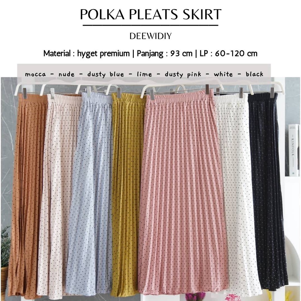 ROK PLISKET MOTIF PANJANG PREMIUM / ROK PLISKET POLKA - POLKA PLEATS SKIRT DEEWIDIY